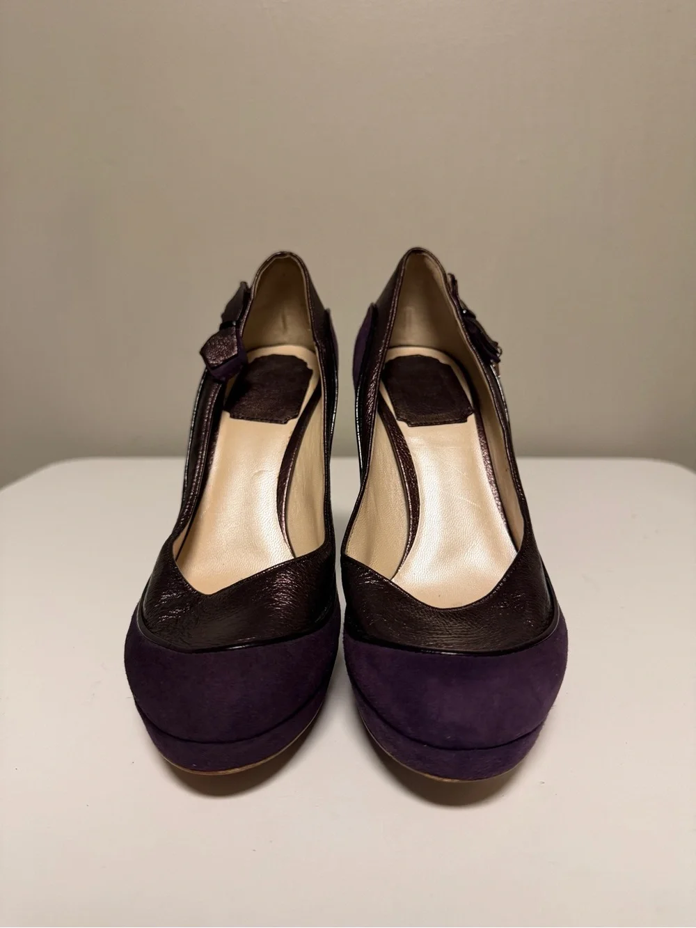 Christian Dior Suede Bow Accents Pumps Purple Metallic EU 37 US 7